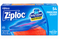Ziploc Brand Quart Freezer Storage Bags, Stay Open Design, Easy to Fill,— 54Count