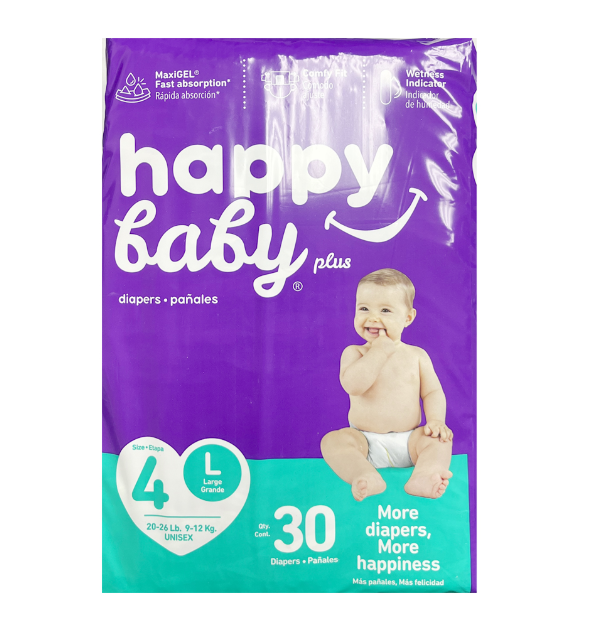 HAPPY BABY PLUS DIAPERS LARGE 30 CT CJ