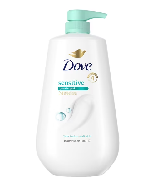 Dove Sensitive Skin Body Wash with Pump, 30.6 fl. oz.