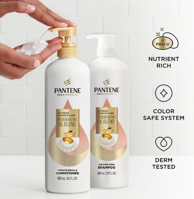 Pantene Pro-V Miracles Extreme Damage Care Regenerative Oil Blend Shampoo & Conditioner, 30 fl. oz.