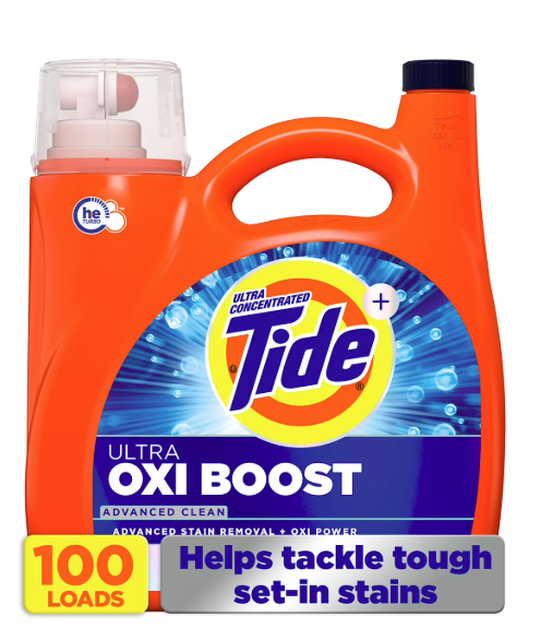 Tide Ultra Oxi Boost Liquid Laundry Detergent, 100 loads, 128 fl. oz.