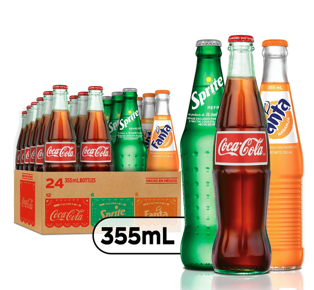 Coca-Cola, Fanta, Sprite Variety Pack - Mexico Glass Bottles, 355 mL, 24 Pack