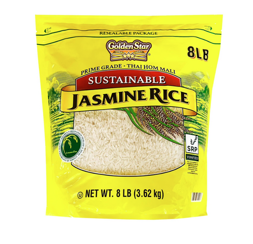 Golden Star Prime Grade Thai Hom Mali Sustainable Jasmine Rice, 8 lbs.