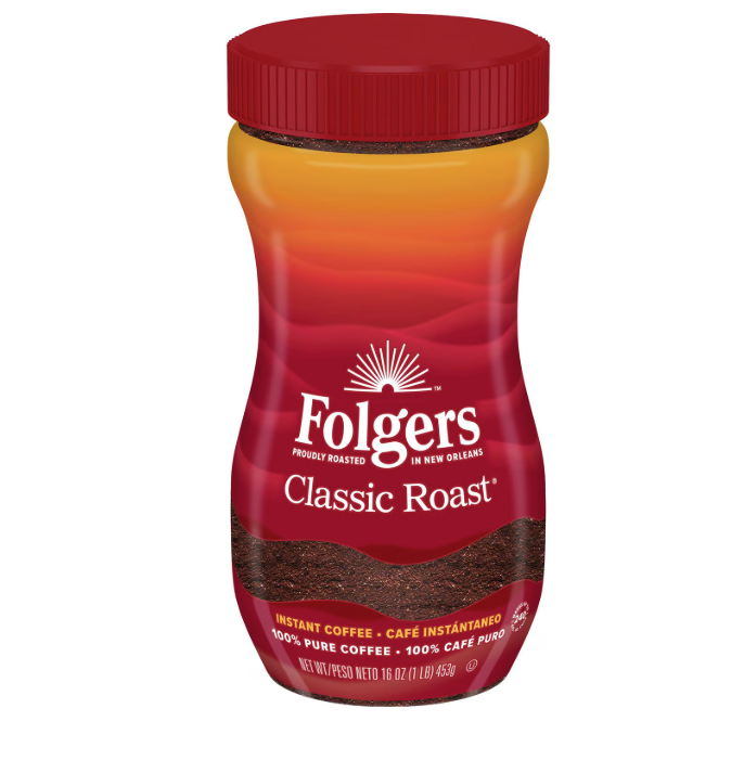 Folgers Classic Roast Instant Coffee Crystals, 16 oz.