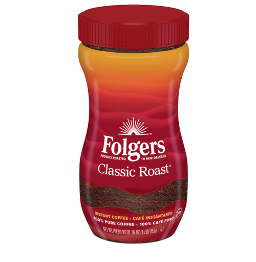 Folgers Classic Roast Instant Coffee Crystals, 16 oz.