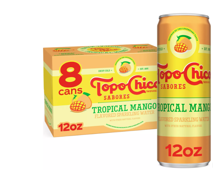 Topo Chico Sabores Tropical Mango Flavored Sparkling Water 8 pk Cans 12 oz