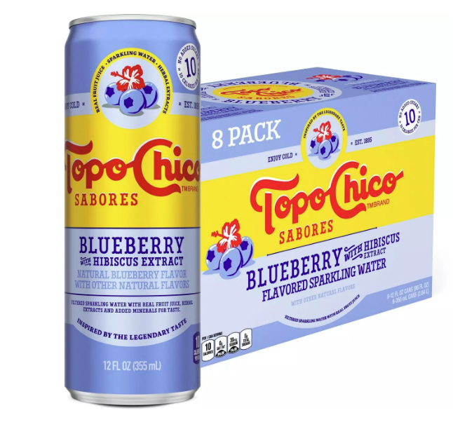 Topo Chico Sabores Blueberry with Hibiscus Extract Flavored Sparkling Water 8 pk Cans 12 oz