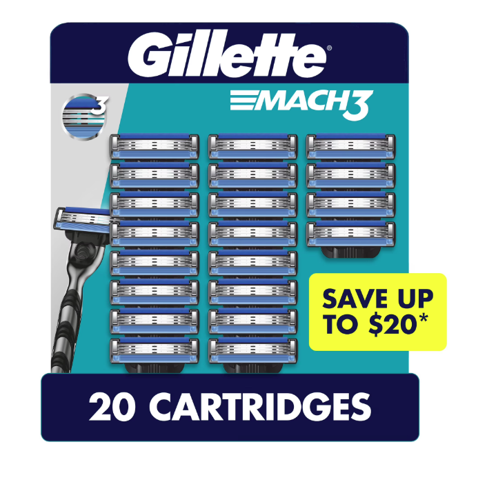 Gillette Mach3 Men's Razor Cartridges, 20 ct.