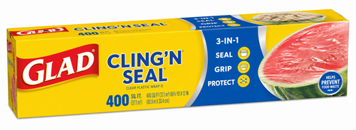Glad Cling'N Seal Plastic Food Wrap — 400 sq ft