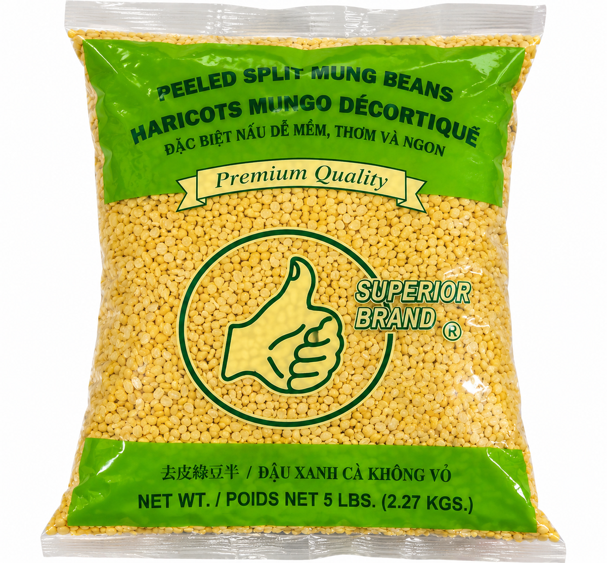 Peeled Split Mung Beans (Moong Dal / Mung Dal) – Superior Brand – 5 lb