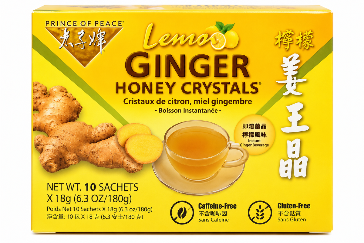 Prince of Peace Lemon Ginger Honey Crystals – Instant Ginger Tea – 10 Sachets