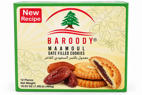 Baroody Maamoul Date Filled Cookies – 12 Pieces, 480 g (16.93 oz)